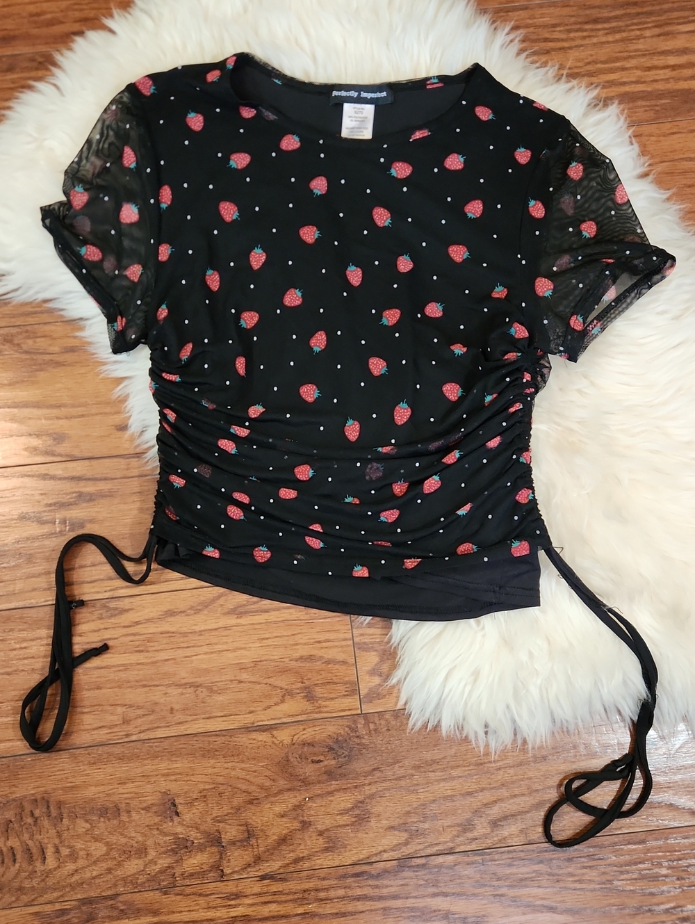 Perfectly Imperfect Mesh Strawberry Babydoll Shirt